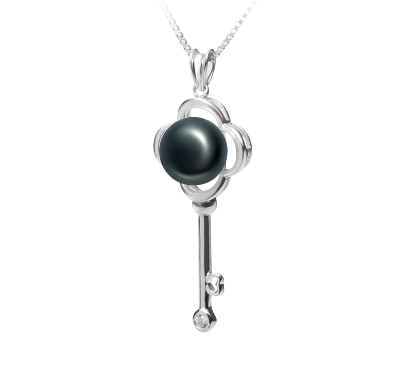 8-9mm AAA Quality Freshwater Cultured Pearl Pendant in Key Black - #2
