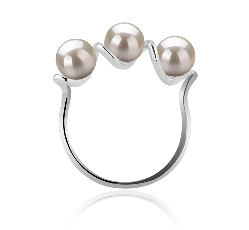 5-6mm AAAA Quality Freshwater Cultured Pearl Ring in Kitty White - #3