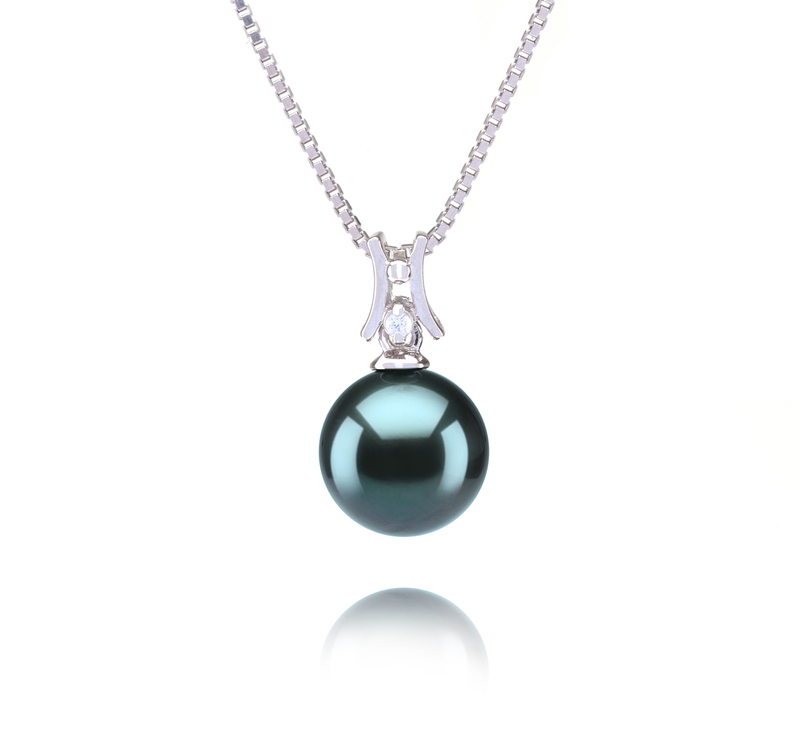9-10mm AAA Quality Tahitian Cultured Pearl Pendant in Lauren Black - #1