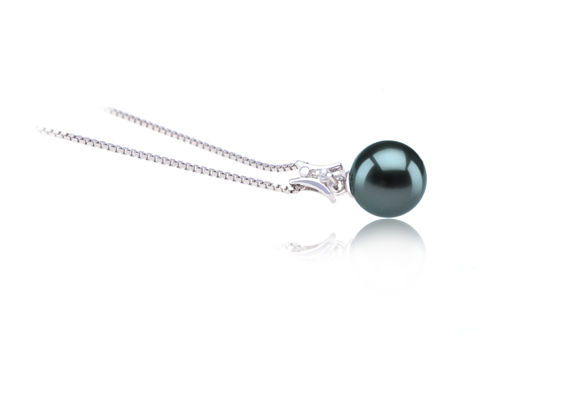 9-10mm AAA Quality Tahitian Cultured Pearl Pendant in Lauren Black - #2