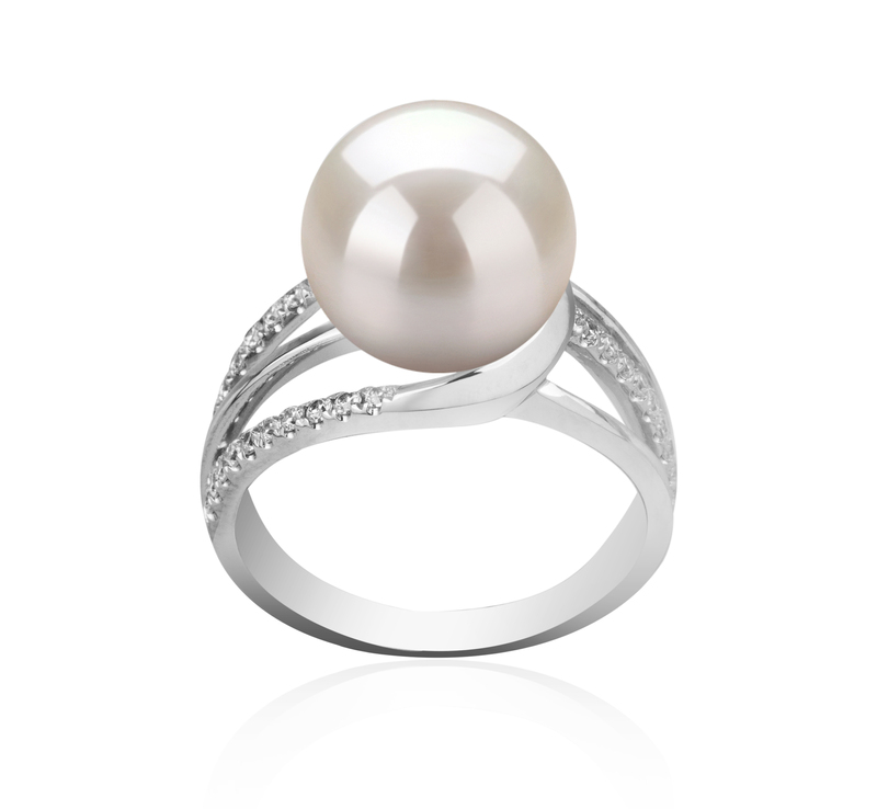 10-11mm AAAA Quality Freshwater Cultured Pearl Ring in Layana White - #1