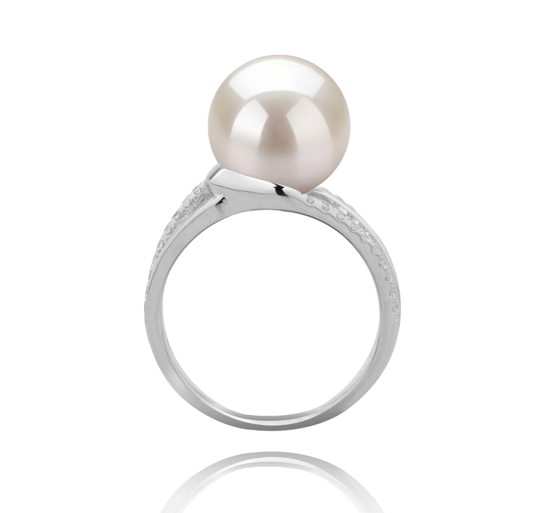 10-11mm AAAA Quality Freshwater Cultured Pearl Ring in Layana White - #3