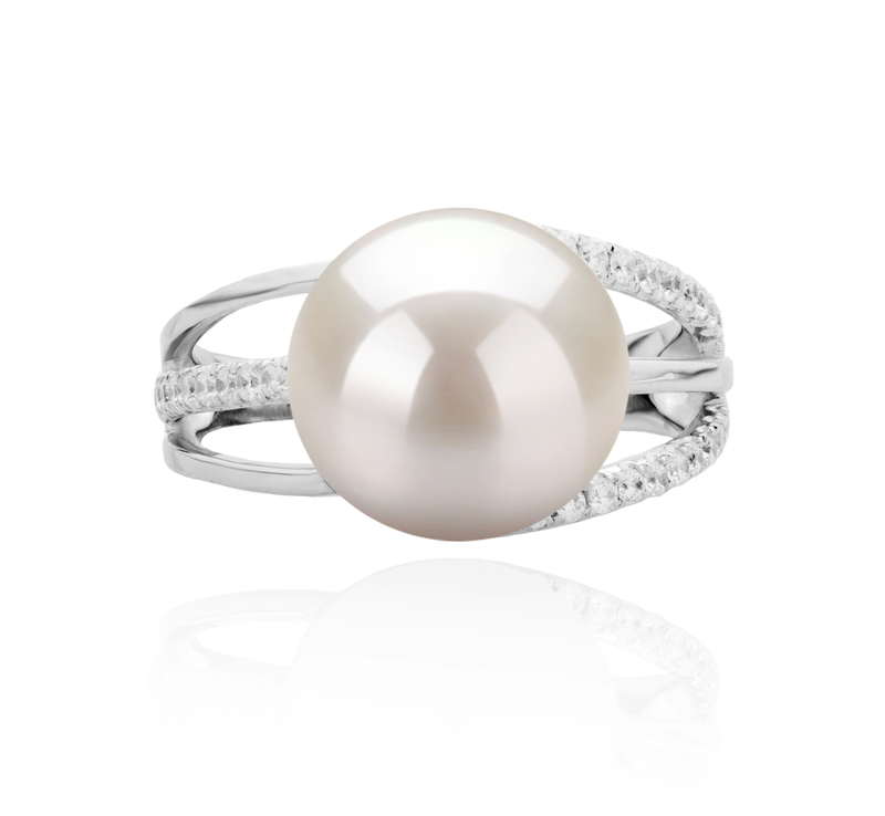 10-11mm AAAA Quality Freshwater Cultured Pearl Ring in Layana White - #4