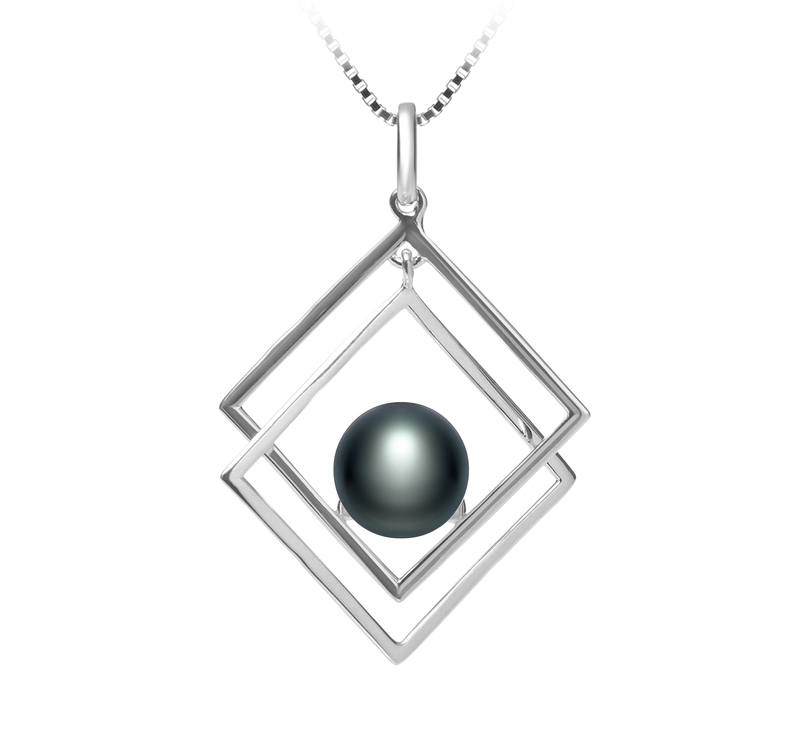 8-9mm AAA Quality Freshwater Cultured Pearl Pendant in Lilian Black - #1