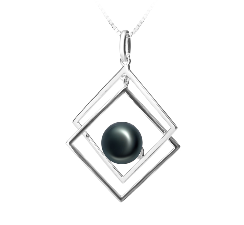 8-9mm AAA Quality Freshwater Cultured Pearl Pendant in Lilian Black - #2