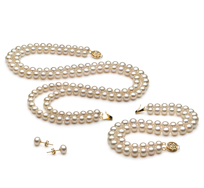 6-7mm AA Quality Freshwater Cultured Pearl Set in Liska White - #1