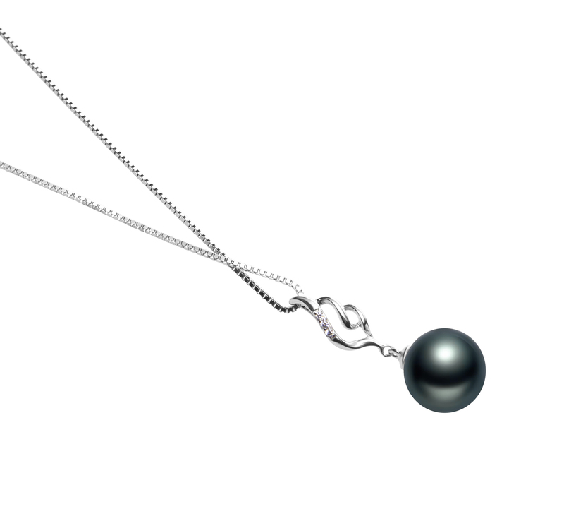 10-11mm AAA Quality Tahitian Cultured Pearl Pendant in Loretta Black - #3