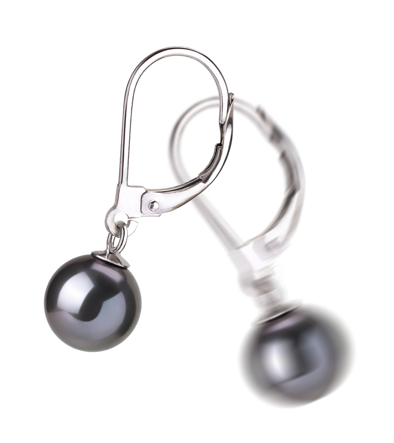 7-8mm AAAA Quality Freshwater Cultured Pearl Earring Pair in Marcella Black - #2