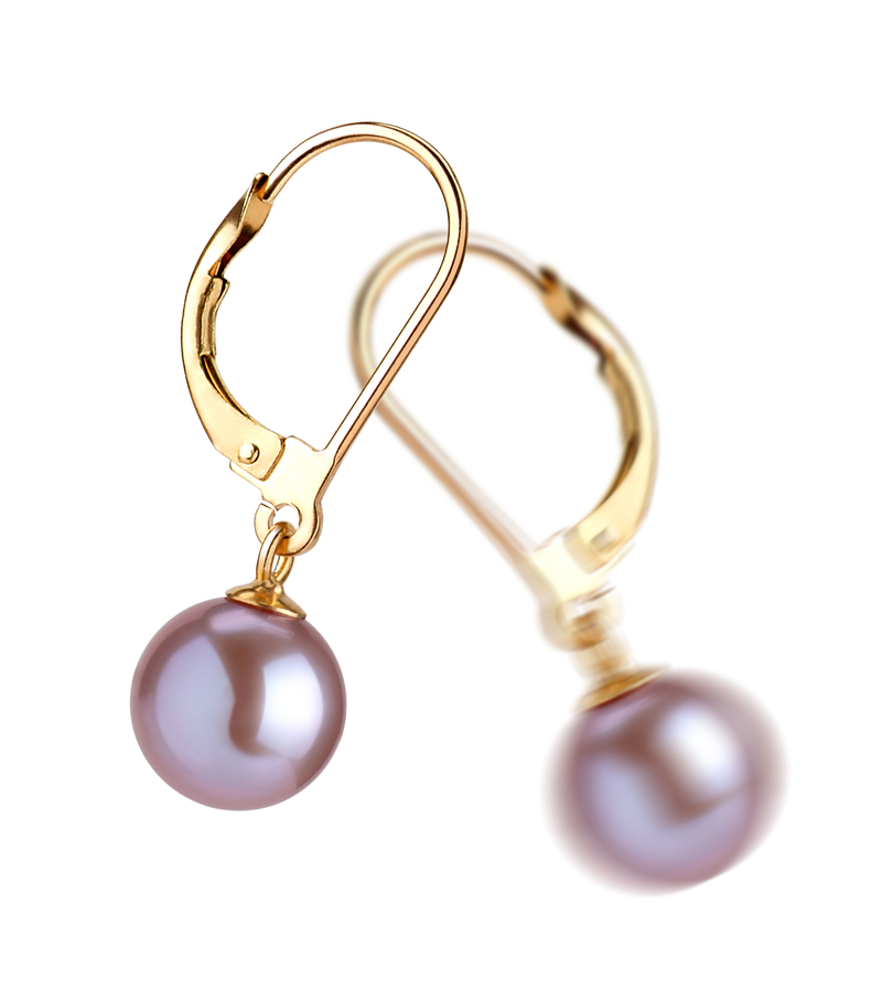 7-8mm AAAA Quality Freshwater Cultured Pearl Earring Pair in Marcella Lavender - #2