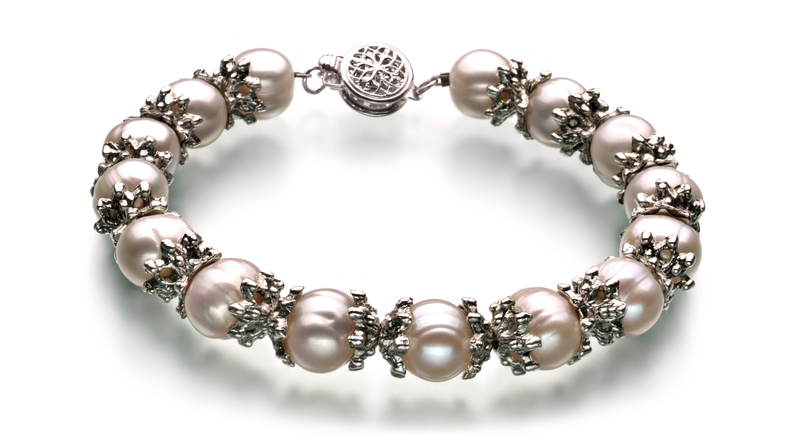 8-9mm A Quality Freshwater Cultured Pearl Set in MarieAnt White - #2
