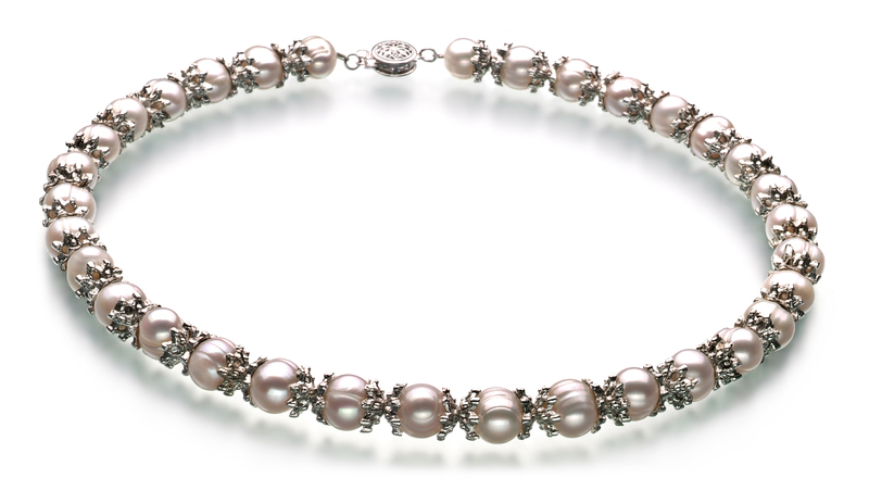 8-9mm A Quality Freshwater Cultured Pearl Set in MarieAnt White - #3
