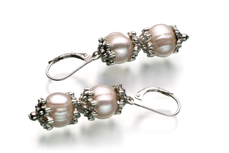 8-9mm A Quality Freshwater Cultured Pearl Set in MarieAnt White - #4