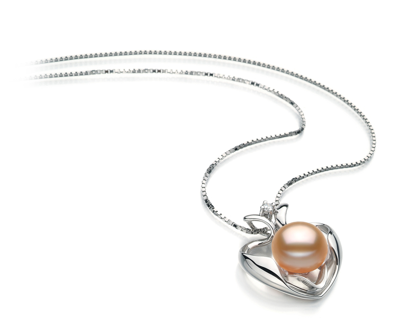 9-10mm AA Quality Freshwater Cultured Pearl Pendant in Marlina Heart Pink - #2