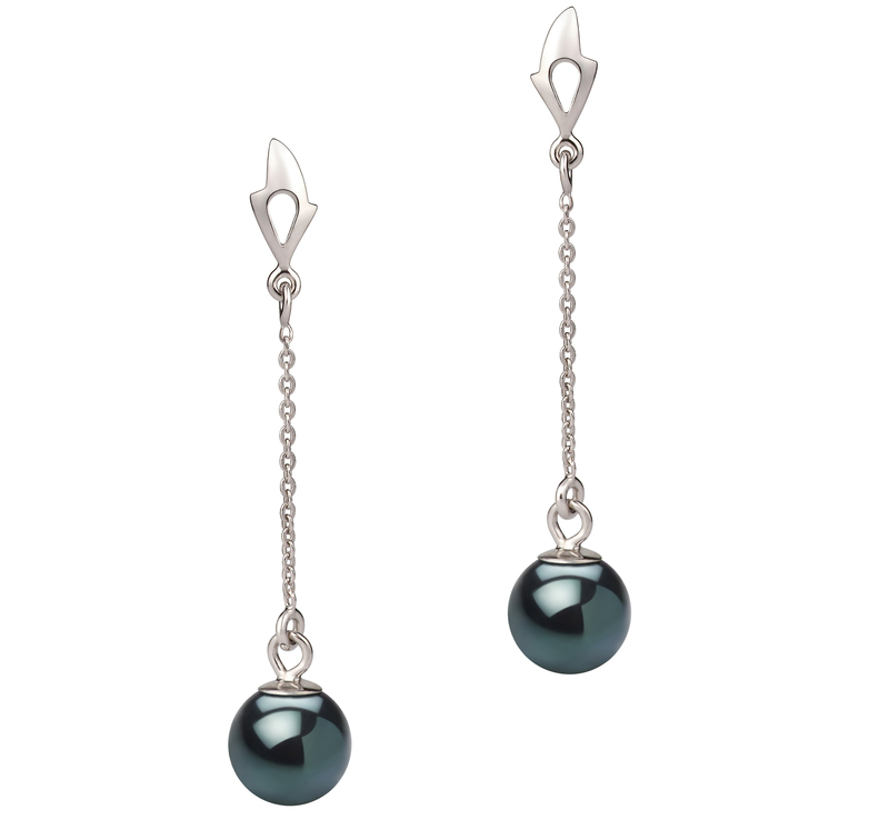 6-7mm AA Quality Japanese Akoya Cultured Pearl Earring Pair in Misha Black - #1