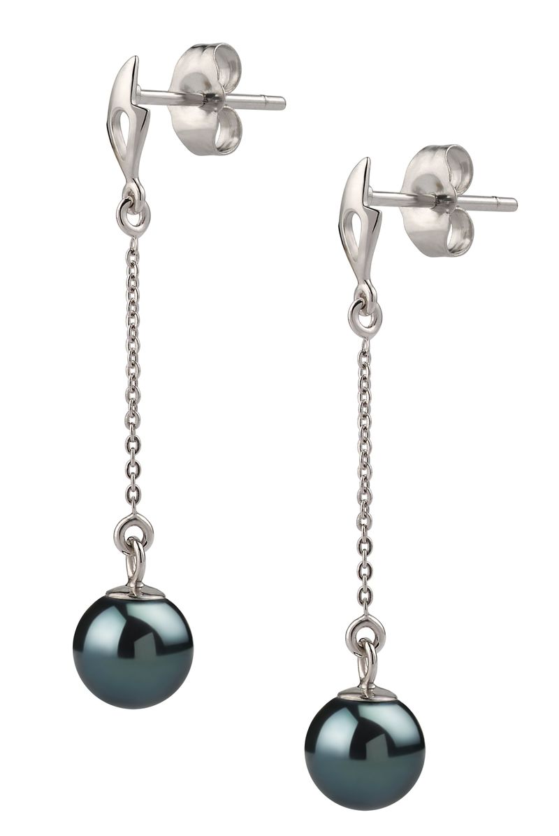 6-7mm AA Quality Japanese Akoya Cultured Pearl Earring Pair in Misha Black - #2
