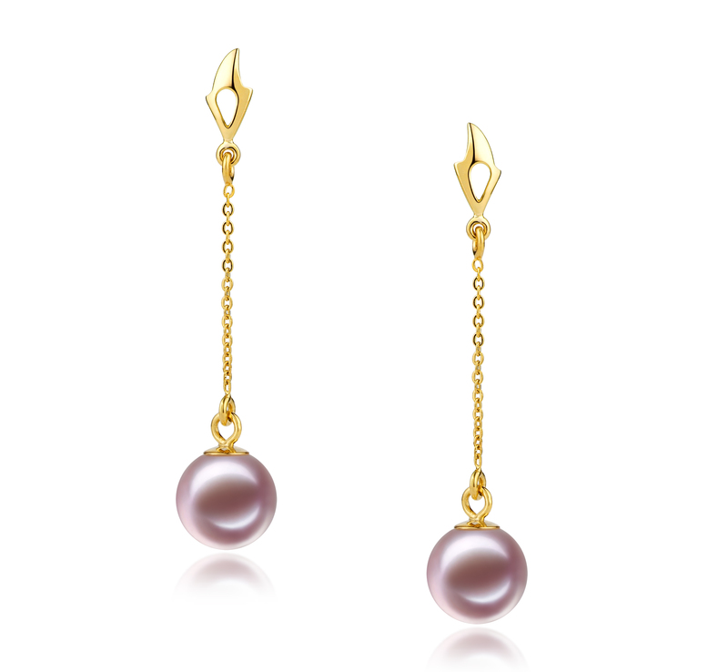 6-7mm AAAA Quality Freshwater Cultured Pearl Earring Pair in Misha Lavender - #1