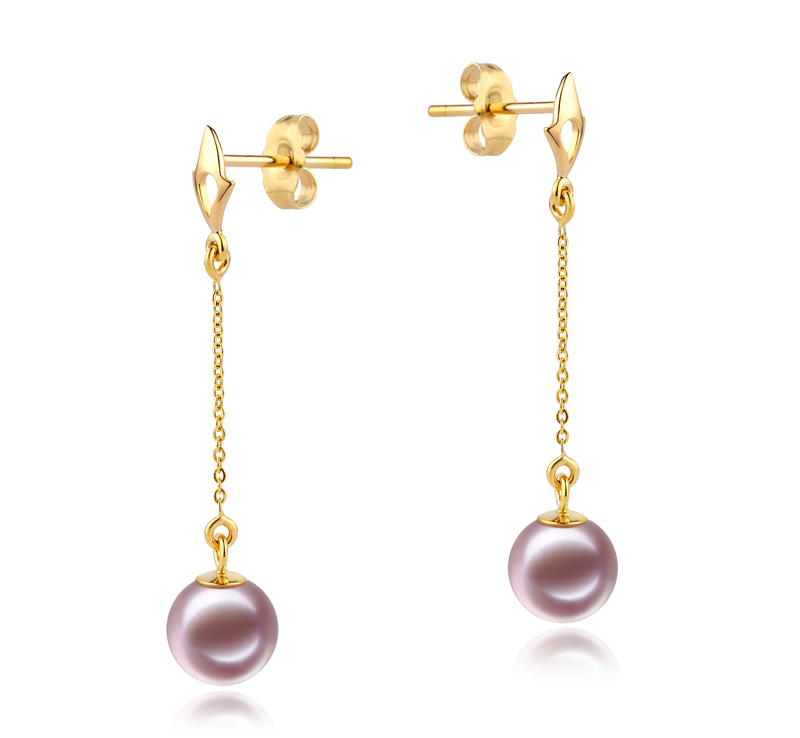 6-7mm AAAA Quality Freshwater Cultured Pearl Earring Pair in Misha Lavender - #2
