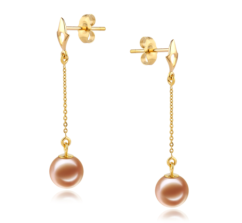 6-7mm AAAA Quality Freshwater Cultured Pearl Earring Pair in Misha Pink - #2