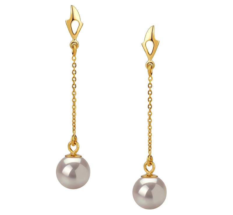 6-7mm AA Quality Japanese Akoya Cultured Pearl Earring Pair in Misha White - #1