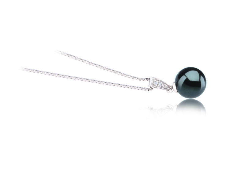 8-9mm AA Quality Japanese Akoya Cultured Pearl Pendant in Mosina Black - #2