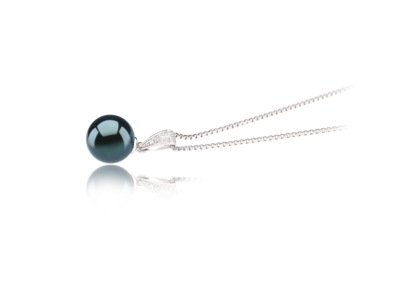 8-9mm AA Quality Japanese Akoya Cultured Pearl Pendant in Mosina Black - #3