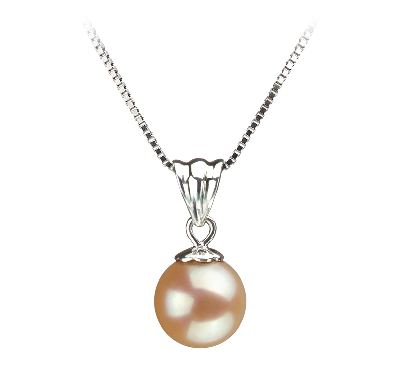 9-10mm AA Quality Freshwater Cultured Pearl Pendant in Nancy Pink - #1