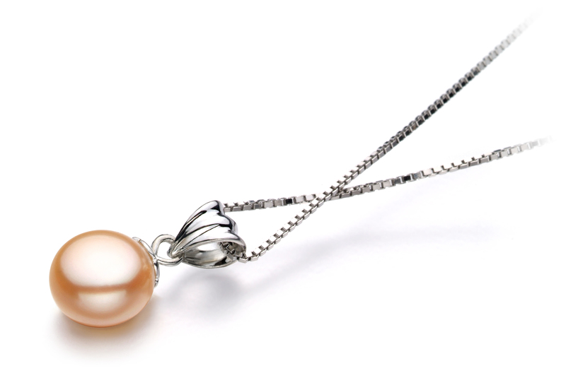 9-10mm AA Quality Freshwater Cultured Pearl Pendant in Nancy Pink - #2