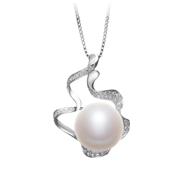 12-13mm AA Quality Freshwater Cultured Pearl Pendant in Oceane White - #1