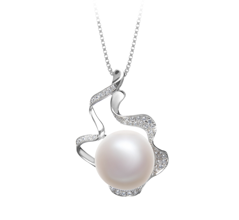 12-13mm AA Quality Freshwater Cultured Pearl Pendant in Oceane White - #2