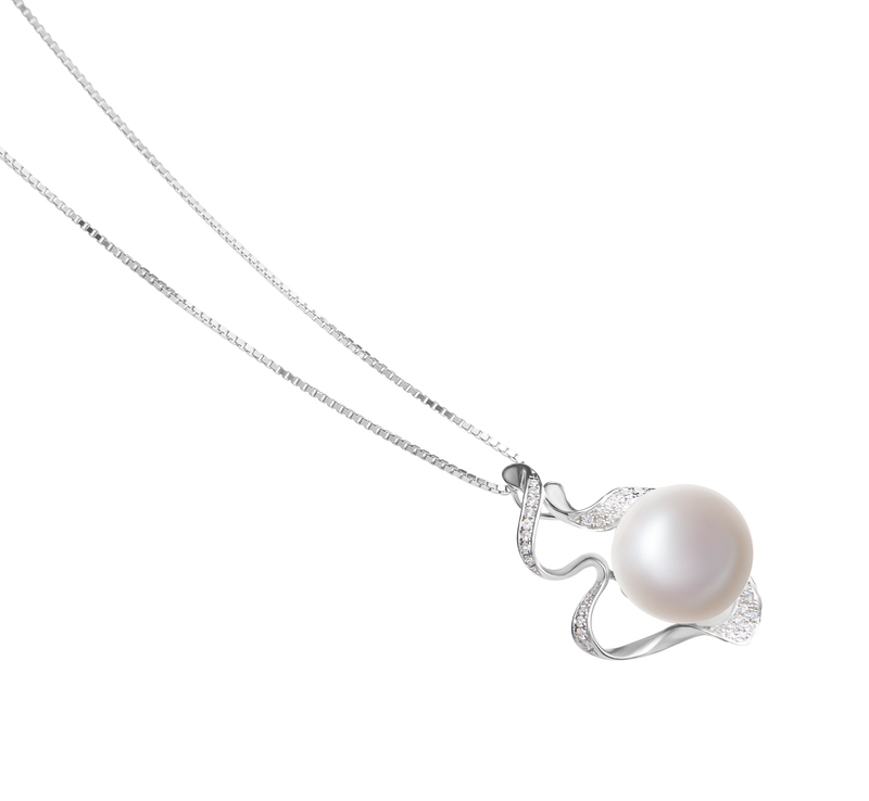 12-13mm AA Quality Freshwater Cultured Pearl Pendant in Oceane White - #3