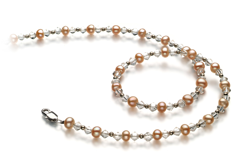 6-7mm A Quality Freshwater Cultured Pearl Necklace in Paige Pink - #2