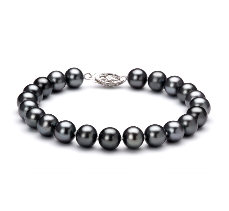 7.5-8.5mm AA Quality Freshwater Cultured Pearl Bracelet in Black - #1