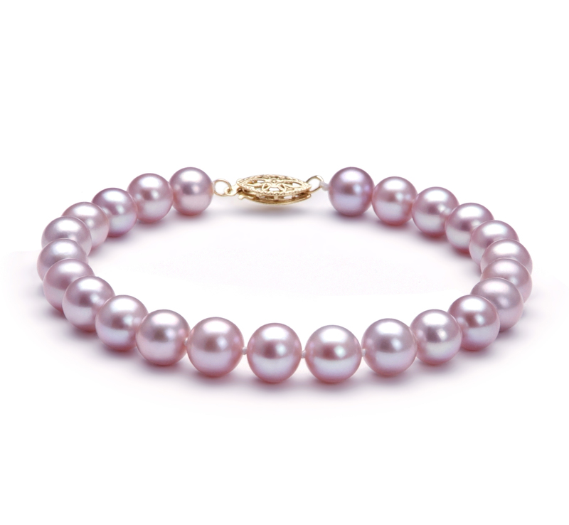 7-8mm AA Quality Freshwater Cultured Pearl Bracelet in Lavender - #1