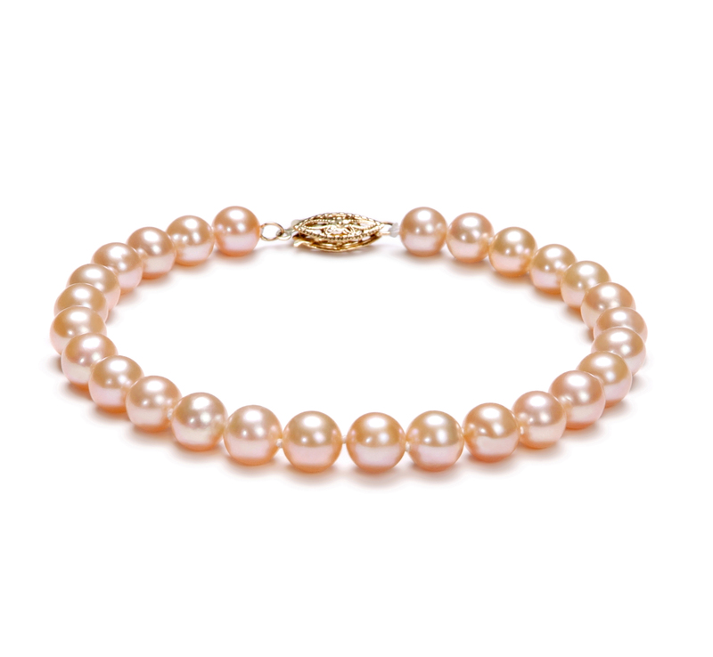 6-7mm AA Quality Freshwater Cultured Pearl Bracelet in Pink - #1