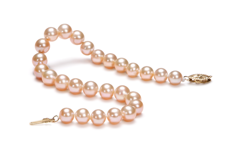 6-7mm AA Quality Freshwater Cultured Pearl Bracelet in Pink - #2