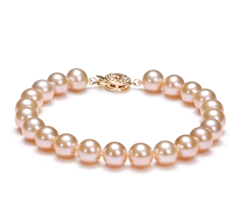 7-8mm AAAA Quality Freshwater Cultured Pearl Bracelet in Pink - #1