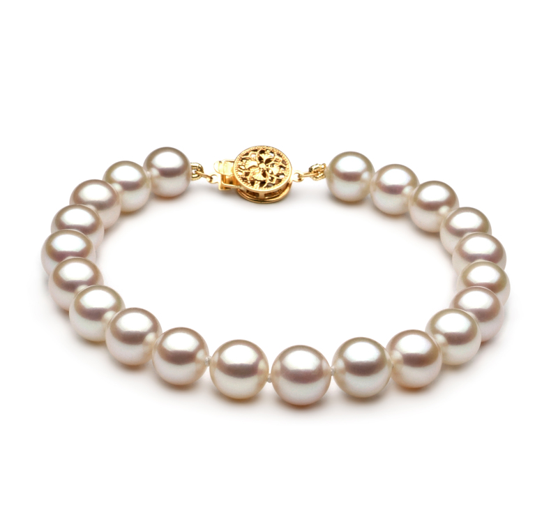 7-8mm AAA Quality Freshwater Cultured Pearl Bracelet in White - #1