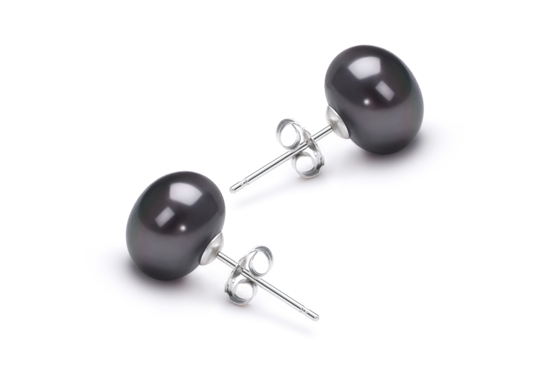 7-8mm AAA Quality Freshwater Cultured Pearl Earring Pair in Black - #3