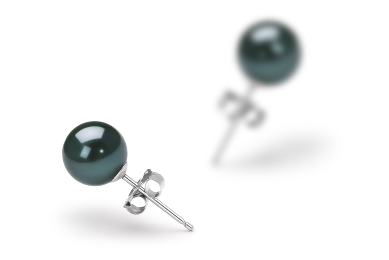 6-7mm AA Quality Japanese Akoya Cultured Pearl Earring Pair in Black - #2