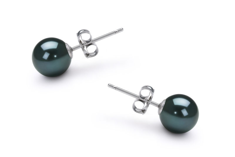6-7mm AA Quality Japanese Akoya Cultured Pearl Earring Pair in Black - #3