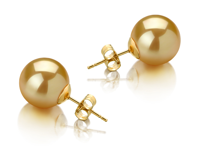 10-11mm AAA Quality South Sea Cultured Pearl Earring Pair in Gold - #2