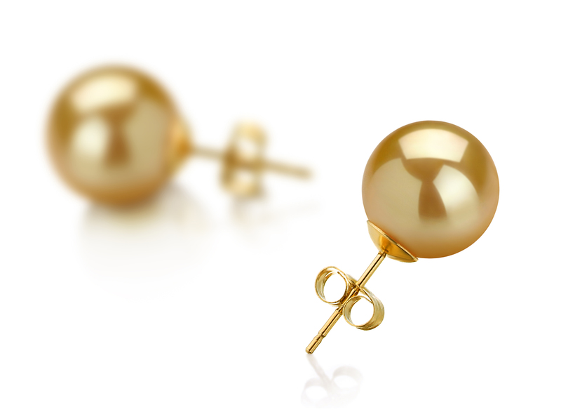 10-11mm AAA Quality South Sea Cultured Pearl Earring Pair in Gold - #3