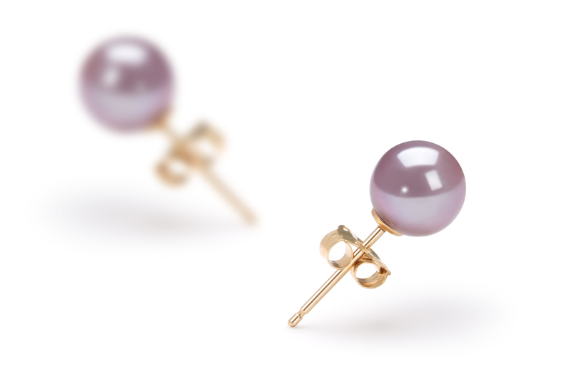 6-7mm AAAA Quality Freshwater Cultured Pearl Earring Pair in Lavender - #2