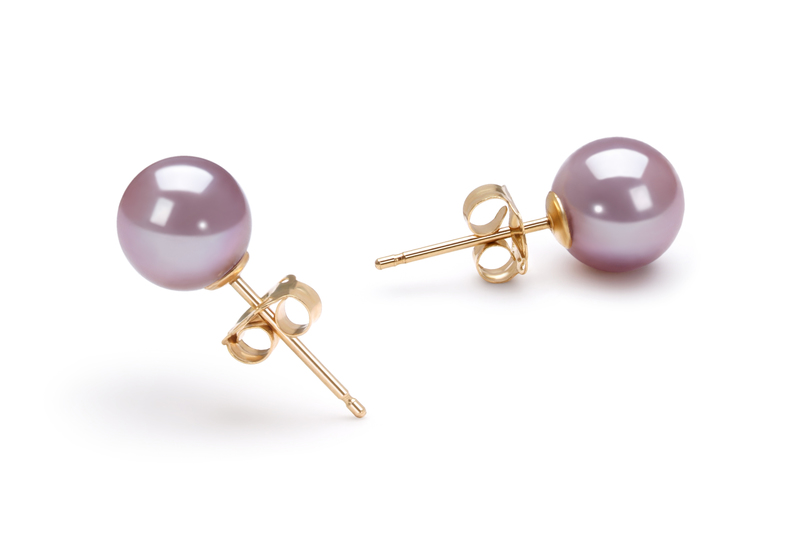 6-7mm AAAA Quality Freshwater Cultured Pearl Earring Pair in Lavender - #3