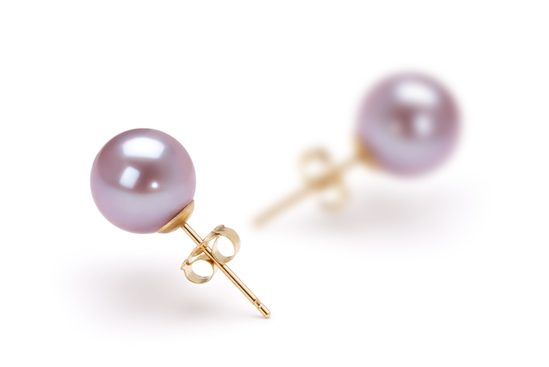 7-8mm AAAA Quality Freshwater Cultured Pearl Earring Pair in Lavender - #2