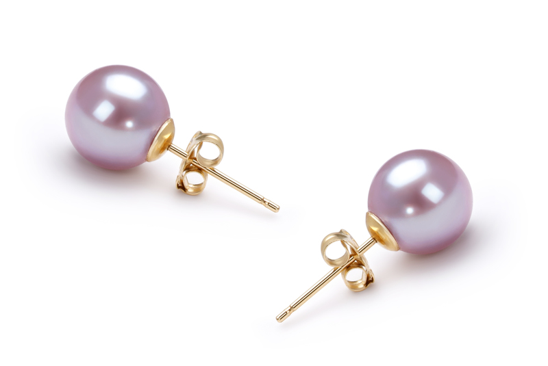 7-8mm AAAA Quality Freshwater Cultured Pearl Earring Pair in Lavender - #3