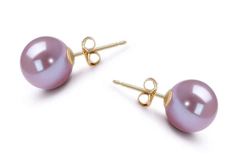 9-10mm AAAA Quality Freshwater Cultured Pearl Earring Pair in Lavender - #3