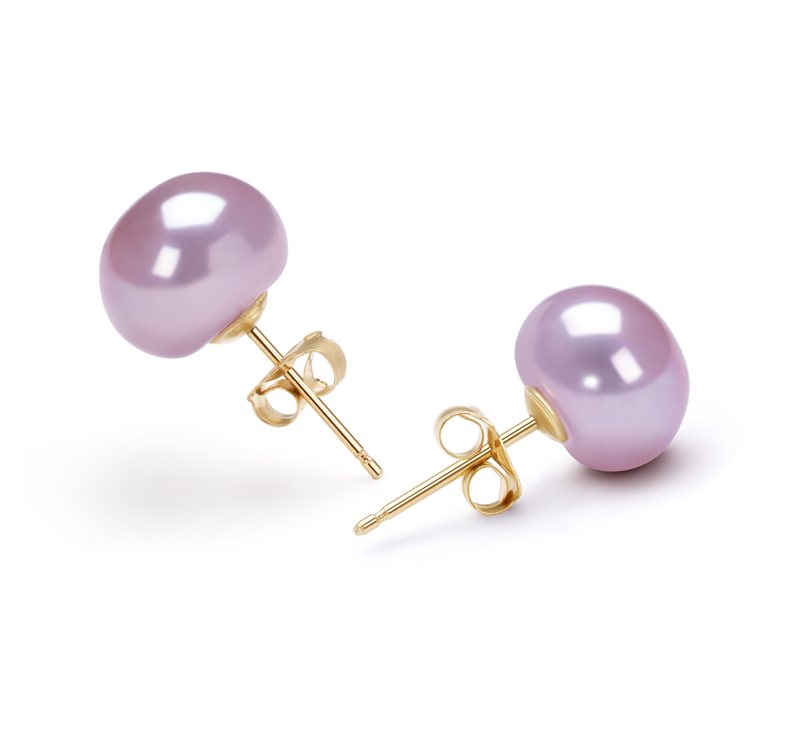 9-9.5mm AAA Quality Freshwater Cultured Pearl Earring Pair in Lavender - #1