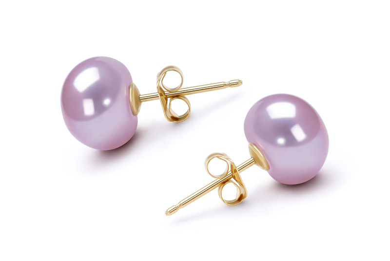 9-9.5mm AAA Quality Freshwater Cultured Pearl Earring Pair in Lavender - #2