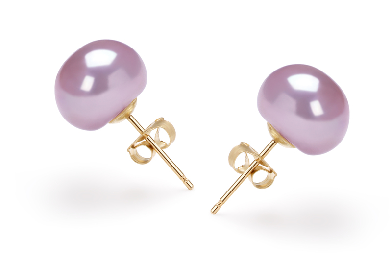 9-9.5mm AAA Quality Freshwater Cultured Pearl Earring Pair in Lavender - #3